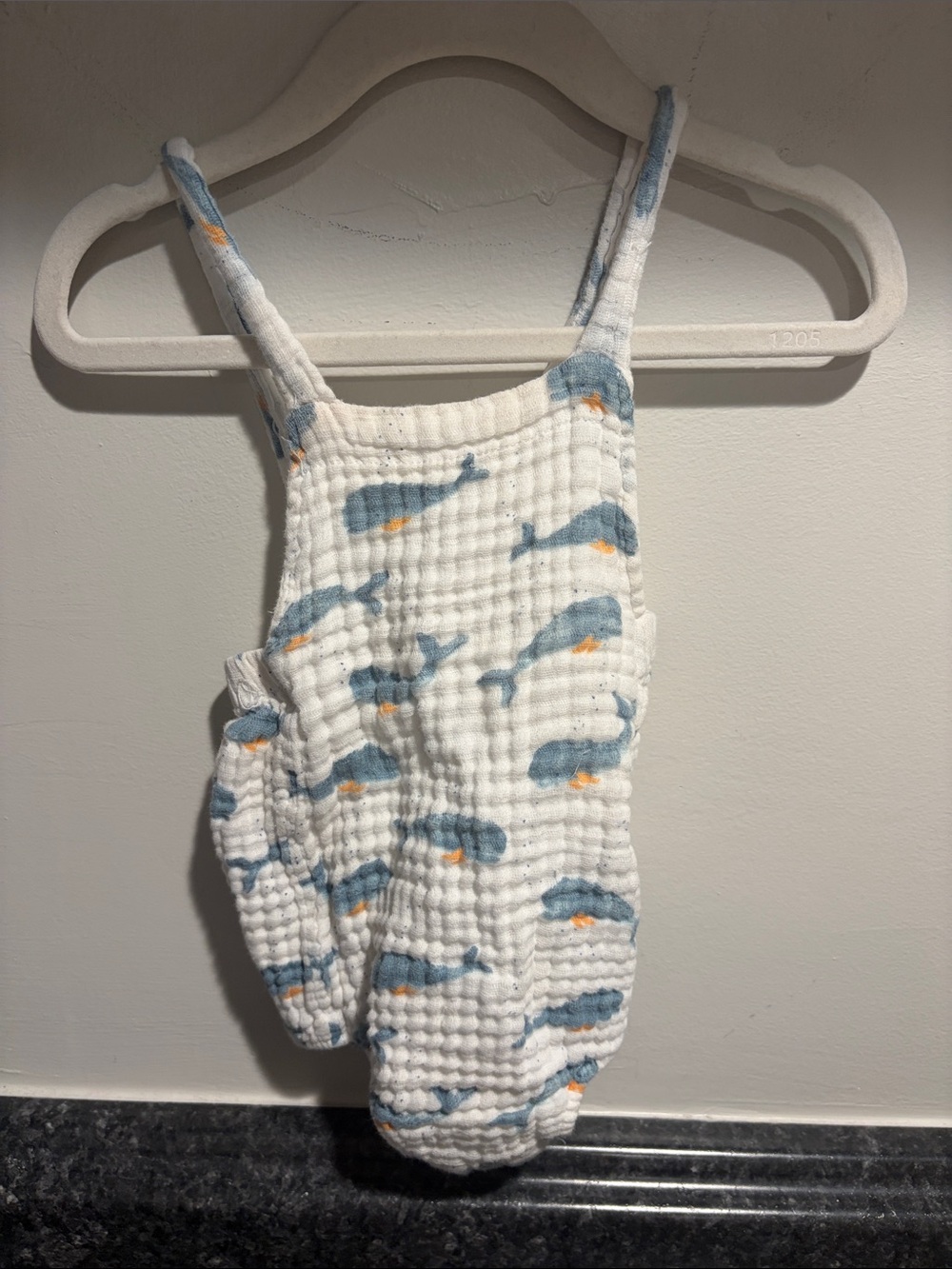 ANGEL DEAR Gauze Whale Bubble Romper - 6-12M